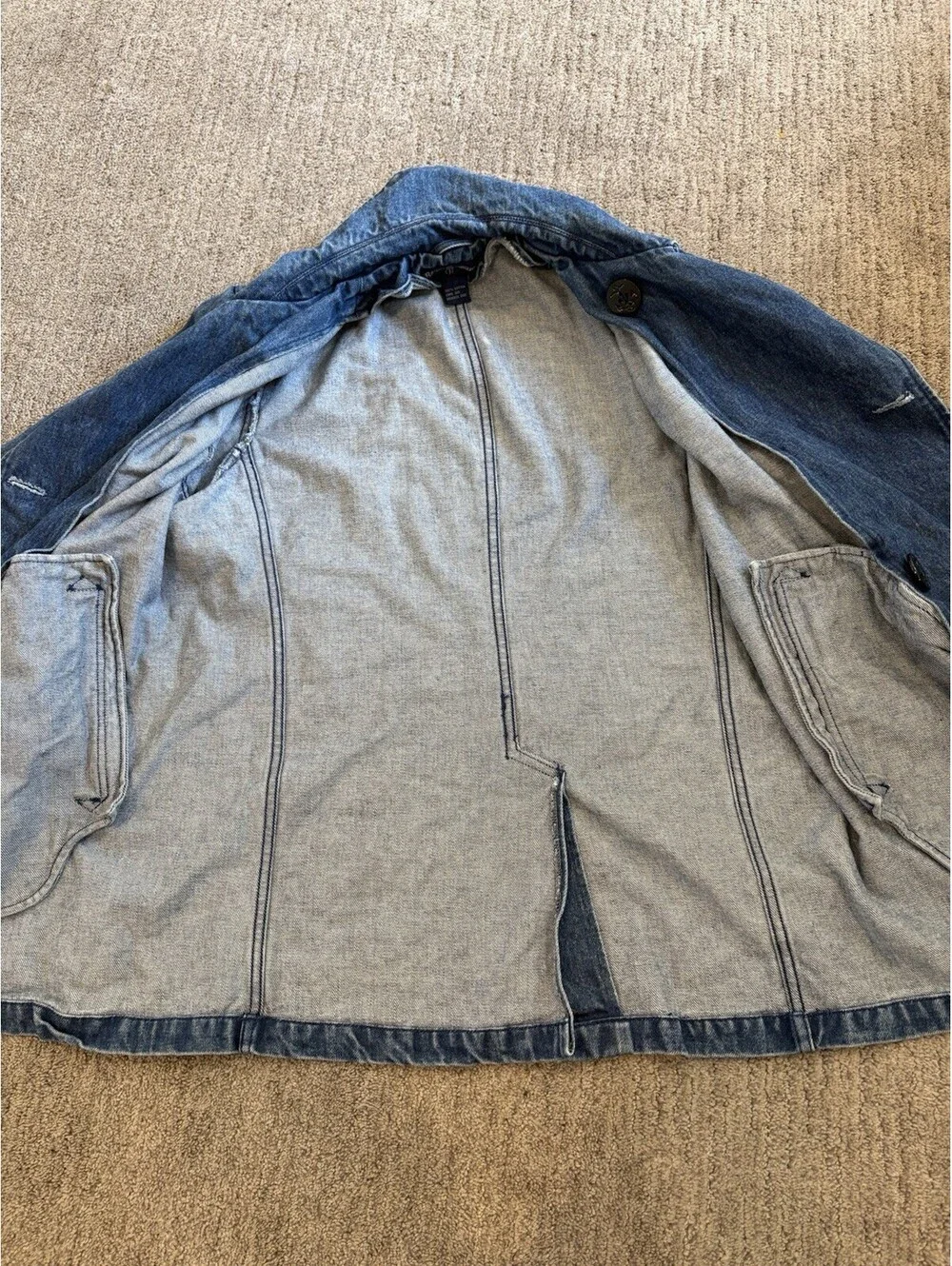 Polo Ralph Lauren Denim Pea Coat Jacket Work Chore Size Medium Women’s Vintage